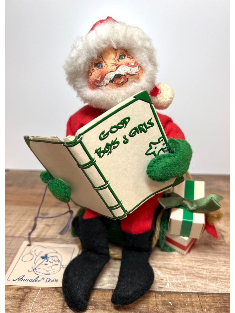 Vintage 1990 Annalee Dolls Santa Reading "Good Boys & Girls" Book 5225